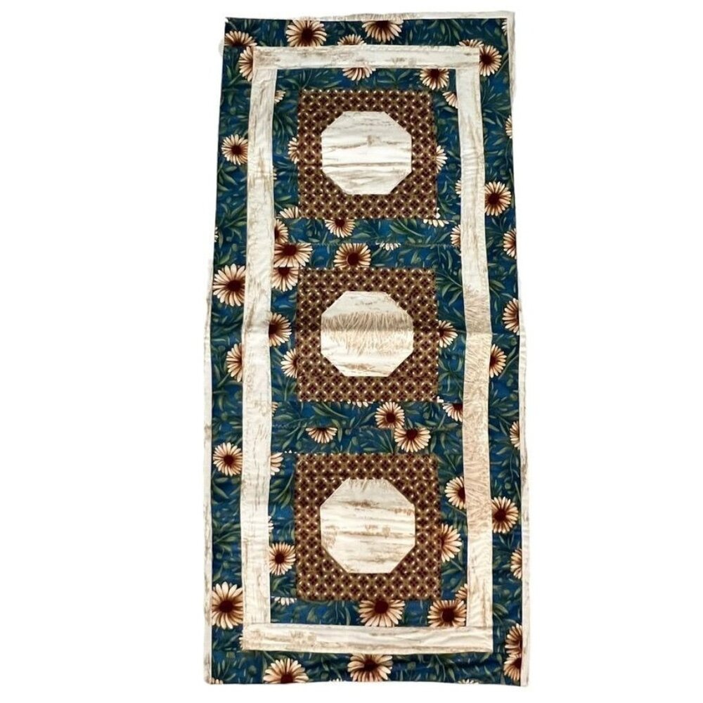 Handmade Quilted Table Runner Wall Hanger Country Patchwork Farmhouse Sunflowers